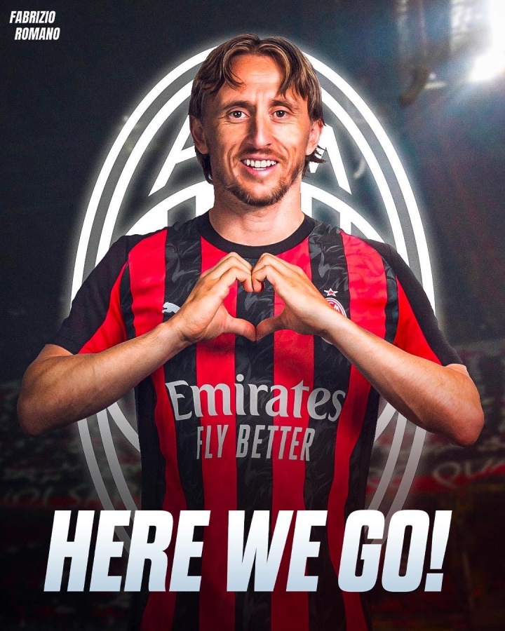 我們?nèi)?！羅曼諾：39歲的莫德里克（Modric）自由加入AC米蘭（AC Milan）